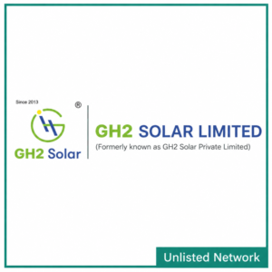 GH2 Solar Limited logo representing India's integrated renewable energy, green hydrogen, electrolyzer manufacturing, and battery energy storage (BESS) company with unlisted share information